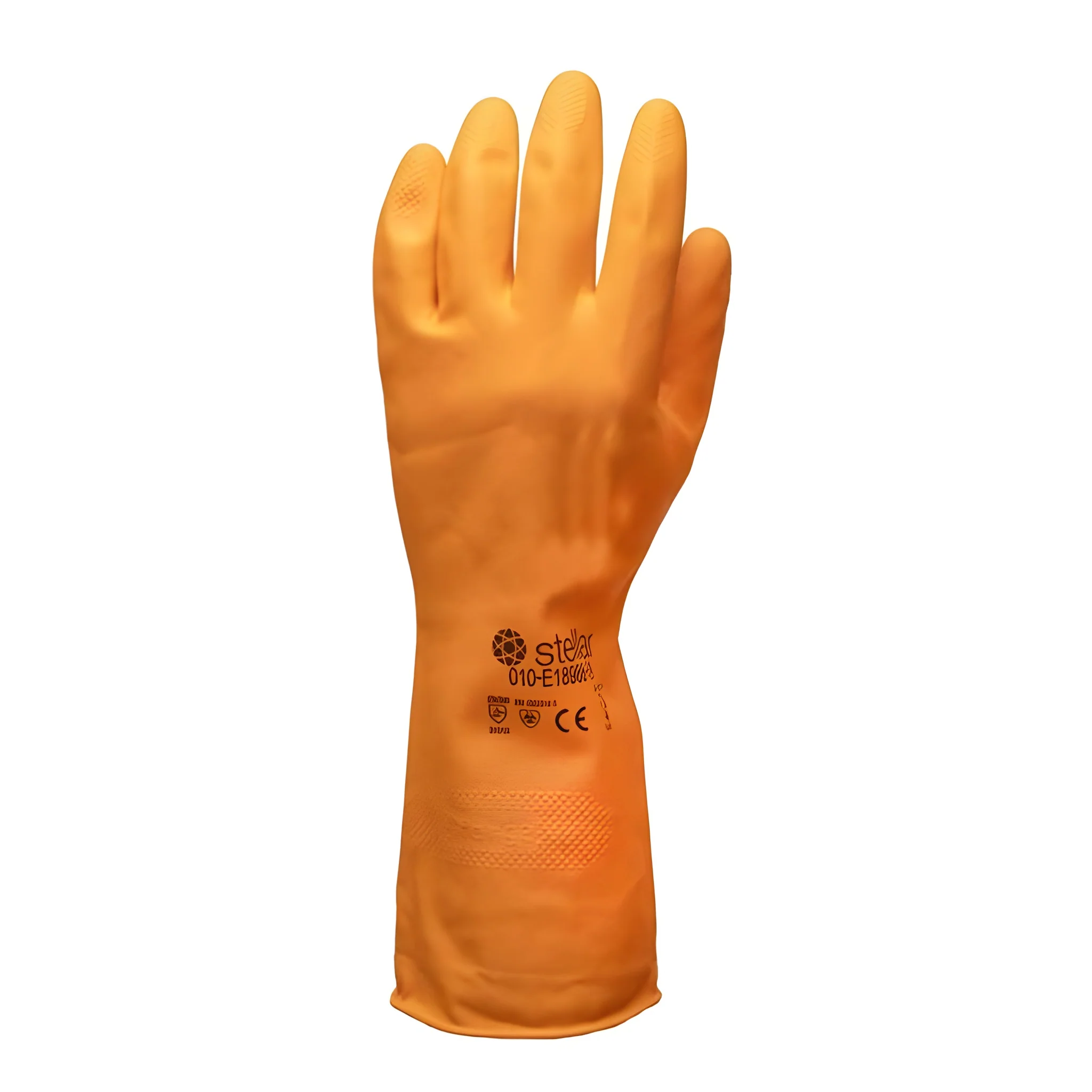 Stellar Orange Flock Lined Latex Gloves - Large